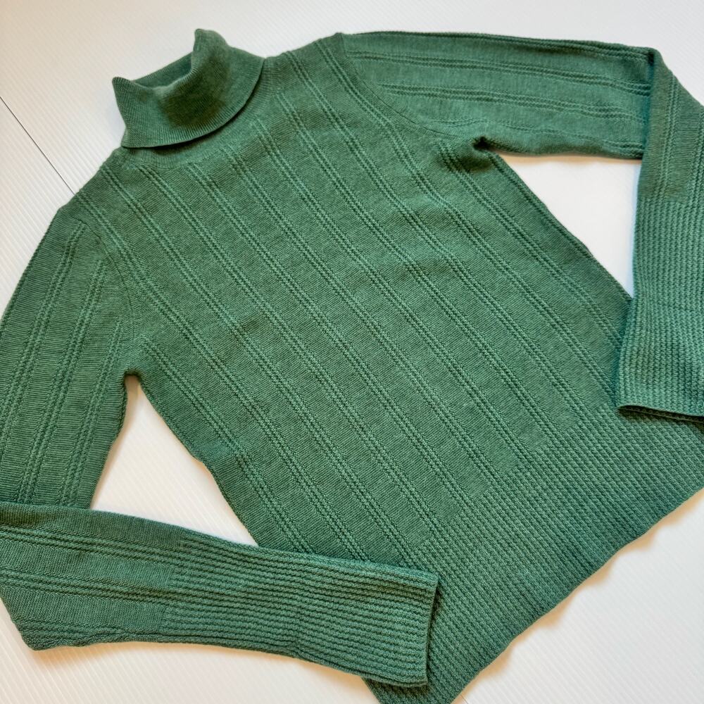 WRAP London Merino Wool Rollneck Sweater Green Women’s 8 Minimalist Luxury Cozy - Picture 9 of 16